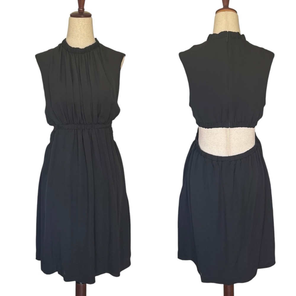 Christopher Kane Black Silk Sleeveless Cutout Dress sz 10